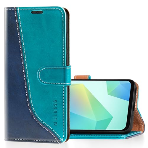 Mulbess Etui Coque pour Samsung Galaxy A16 5G - Housse en Cuir - Fentes pour Cartes - Pochette de Protection Portefeuille - Élégant Bleu Mint
