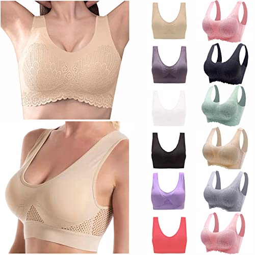 Women Lace Seamless Sports Bras 3 Pcs Magic Bra Stretchy Breathable Everyday's Bra Wire Free Underwears Base Vest Style #TOP29