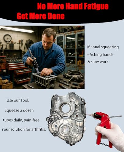 Image of Hand Tools, Automotive Repair Assistant, Tube Squeezer Tool for RTV Silicone Sealant Tubes, 2.5 inch Wide RTV Silicone Gasket Maker Helper - Efficient and Easy Control Extrusion Tool, Reduce Waste - Red