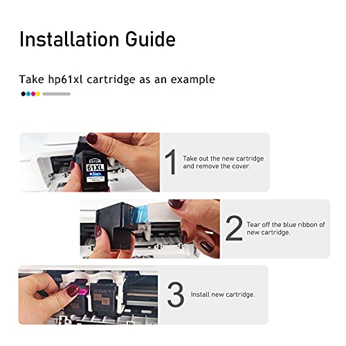 Eston Remanufactured Ink Cartridge Replacement For Hp 61Xl 61 Xl Ink For Envy 4500 4501 4502 4504 5530 5531 5535 High Yield (2Black+1Color,3Pack) #TOP4