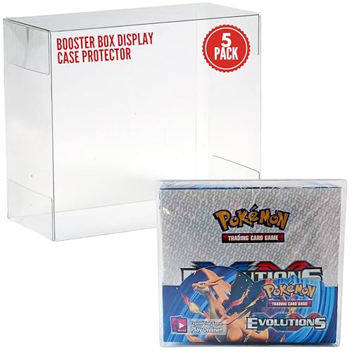Plastic Booster Box Display Case for Pokemon Booster Box Long Term Storage Protection - Booster Box Display Case Protector - 0.5mm Thick Protective Display Case (Pack of 5)