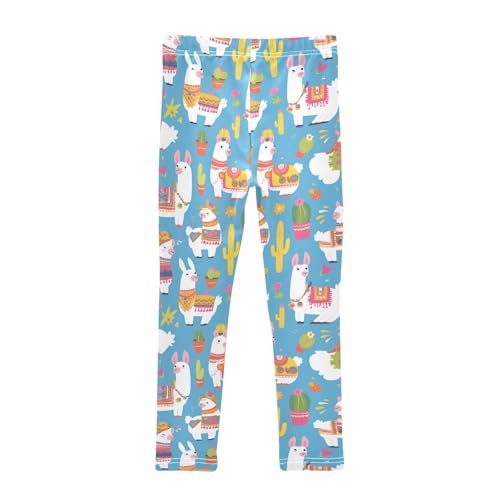 Cute Llamas Ans Cactuses Kids Baby Girls Basic Leggings Stretch High Waisted Dance Pants Gym2