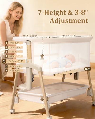 JevrJeur 7-Height Adjustable Bassinet