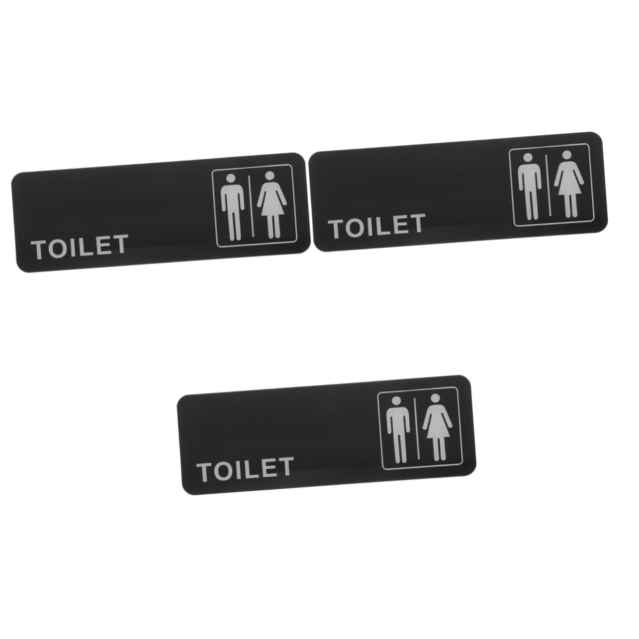 Signe de salle de bain Operitacx | Lot de 3 panneaux de toilettes noirs en plastique