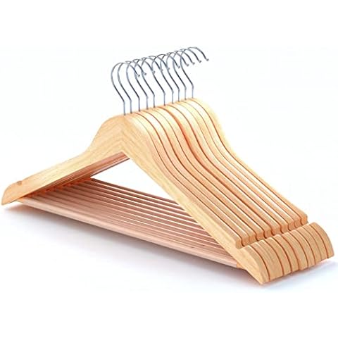 HANGERWORLD Wooden Coat Hangers with Trouser Bar Cover