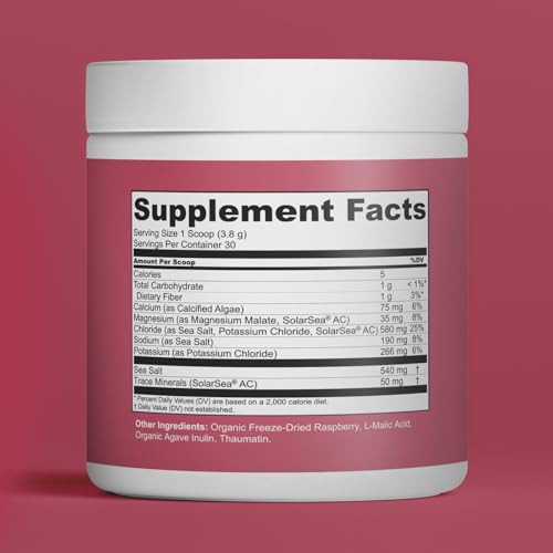 Image of Fringe Electrolyte & Mineral Mix with Freeze-Dried Raspberries for Natural Flavor, Ocean Sea Salt for Hydration, Potassium, Magnesium, Calcium & Trace Minerals, 30 Servings