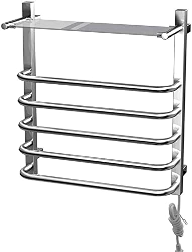 Toallero calefactado, calentador de toallas eléctrico y tendedero, enchufable/cableado, toallero calefactado de pared con estante de almacenamiento, 62 x 51 x 20 cm, enchufable (color: enchufable)
