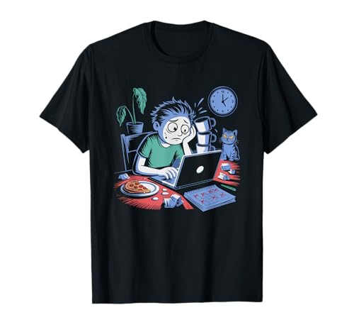 Freelancer Coffee Shop Laptop Remote Work Life Scene T-Shirt