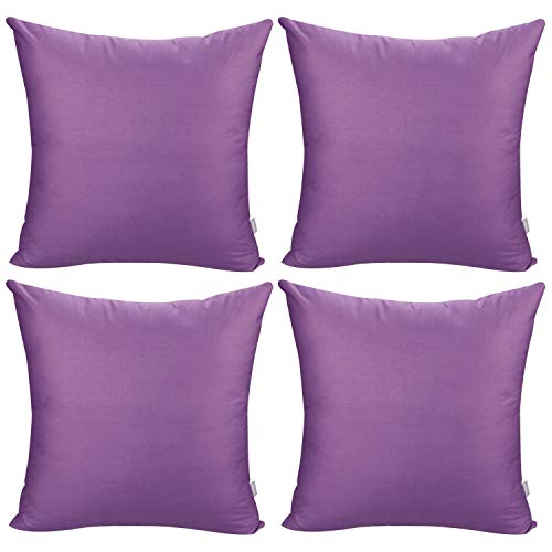 H&H Décor Cotton Comfortable Solid Decorative Throw Pillow Case Square Cushion Cover Pillowcase Pack of 4 (Color:-Lavnder) 18x18/45x45cm