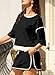 EVALESS 2 Piece Sets for Women Summer Skirt Outfits Casual Short Sleeve Pullover Tops Matching High Waisted Drawstring Mini Skirts 2025 Fashion Plus Size Comfy Tracksuit Lounge Set Black XX-Large