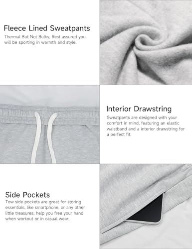 HeSaYep Women's Fleece Lined Sweatpants Wide Leg Thermal Winter Warm Baggy Sweat Pants with Pockets4