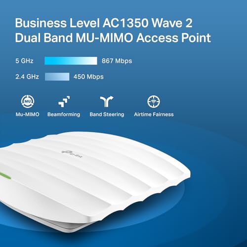 Image of TP-Link EAP225 Omada AC1350 Gigabit Wireless Access Point Business WiFi Solution w /Mesh Support, Seamless Roaming & MU-MIMO PoE Powered SDN Integrated Cloud Access & Omada App White (Pack of 10)