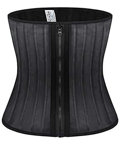 Manladi Latex Sweat Band Waist Trainer Corset for Women-Waist Cincher Faia Hourglass Workout Corset Body Shaper 25 Steel Bones (Black, Large)