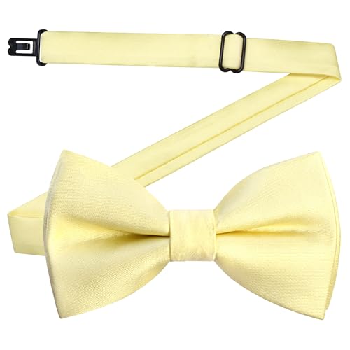 GUSLESON Light Yellow Bow Ties for Boys Pre-Tied Baby Kids Bow Tie Adjustable Toddler Bowties for Wedding Party (0488-48)