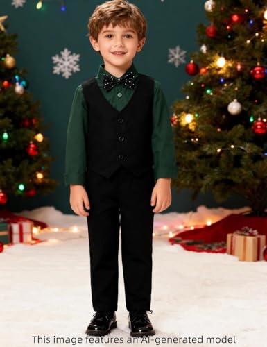 Image of A&J DESIGN 4pcs Baby & Toddler Suit, 12 Months - 5T, Shirt & Pants & Vest & Bow Tie