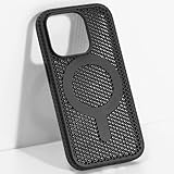 mimicat for iPhone 15 Pro Max Case Magnetic Heat Dissipation Black Shockproof and Anti Drop Charging Cooling Case 3D Mesh Design - Protective for Men