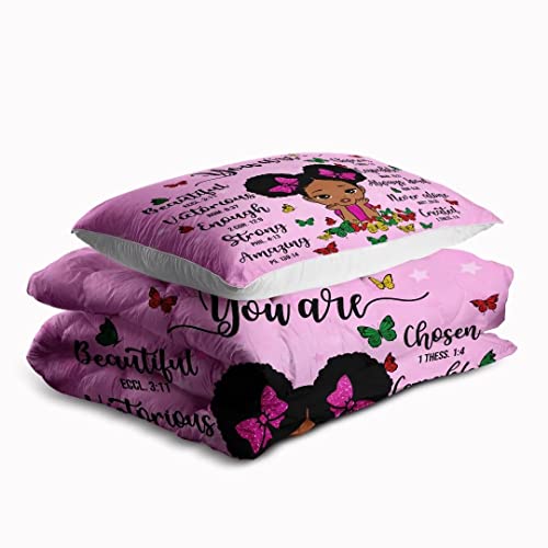 Grat Tioc Black Girl Magic Comforter Set Twin Size,Black Girl Bedding Set,African American Girl Comforter Set,Inspirational Quote Afro Girl Bedroom Decor, Birthday For Teenage Girls #TOP4
