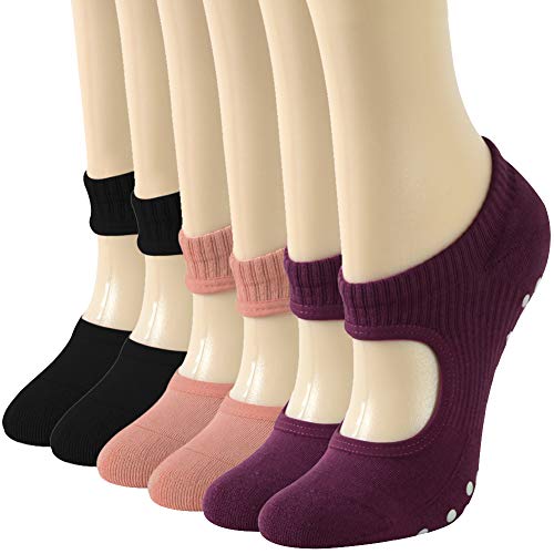 Yoga Grip Socks for Women, Gmark Stylish Design Socks with Non-Slip Grips