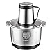NIKASA Robot da Cucina Tritacarne Tritacarne Elettrico Ciotola in Acciaio Inox Grande capacità 4L con Manico Laterale 4 Lame Staccabili Fast & Slow 2 velocità 400W