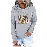 Mosstars Pullover Übergröße Weihnachtsdruck Kapuzenjacke Damen Kapuzenpullover Weihnachtspullover Weihnachten Weihnachtspulli Sweatjacke Herbst Sweatshirt Batik Kordelzug Hoodie Pulli Elchdruck
