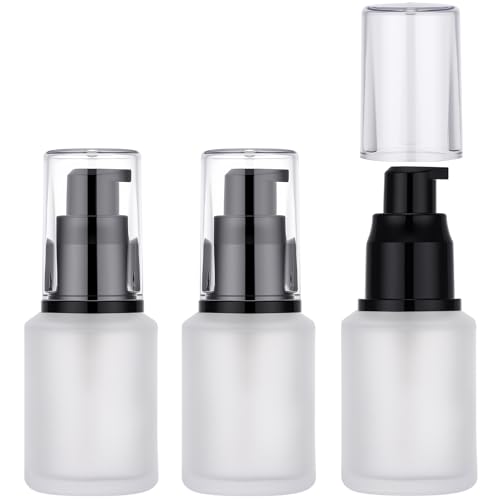 Image of Segbeauty 1oz Frosted Glass Travel Bottles for Lotion, 3pcs Matte Translucent Empty Essential Oil Bottle, 30ml Travel Size Skincare Containers, Cream Pump Bottle, Toiletry Bottles for Liquids