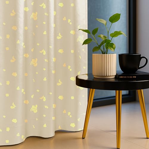 Image of Urban Space 100% True Blackout Curtains for Door, Gold Foil Printed Blackout Curtains, Blackout Decorative Door Curtain Eyelet with Tieback, 1 Piece Curtain for Living Room(Dalmatian Beige, 8 Feet)