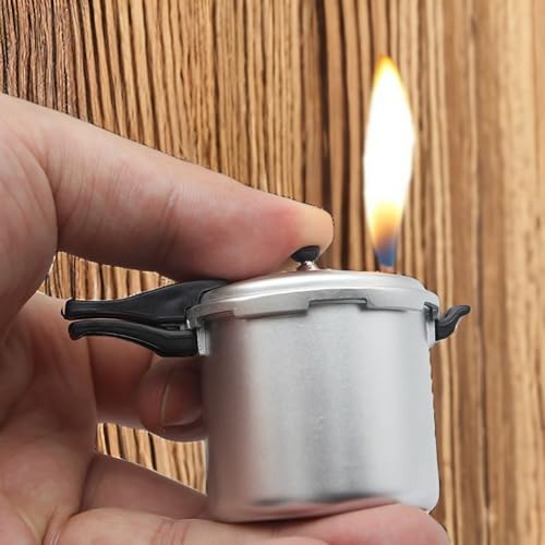 Encendedor recargable de butano con llama suave plateado miniatura 2