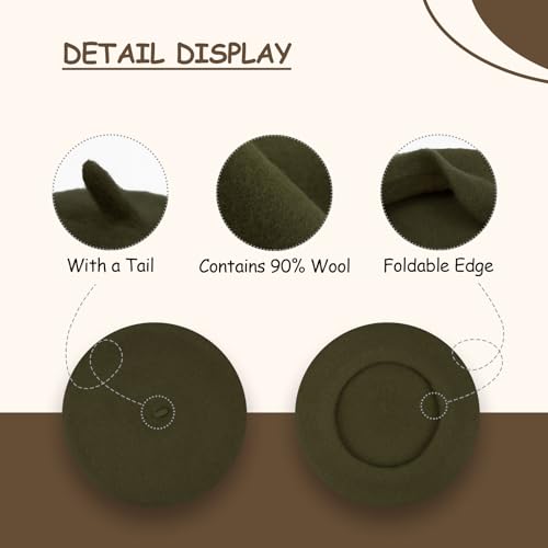 Image of Klong Women Wool Beret Hat French Style Solid Color