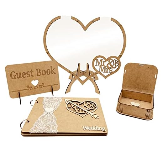 Bisenty Alternativ för gästbok bröllop | bröllop i trä med skyltar – rustik bröllopsdekor, trä gästbok inloggningslåda med 100 små hjärtan