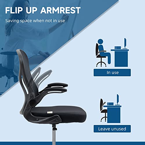 Image of Vinsetto Standing Desk Chair, Ergonomic Drafting Chair with Flip-up Armrests, Tall Mesh Office Chair with Lumbar Support, Adjustable Footrest Ring and Seat Height, Black