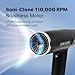 RED Pro Hair Dryer Soni-Clone 110,000 RPM High Speed BLDC Motor Dryer, Strong Air Flow for Fast Drying, Lightweight with Luxury Home & Travel Pouch, Magnetic Nozzle Hair Pik, Diffuser & Concentrator