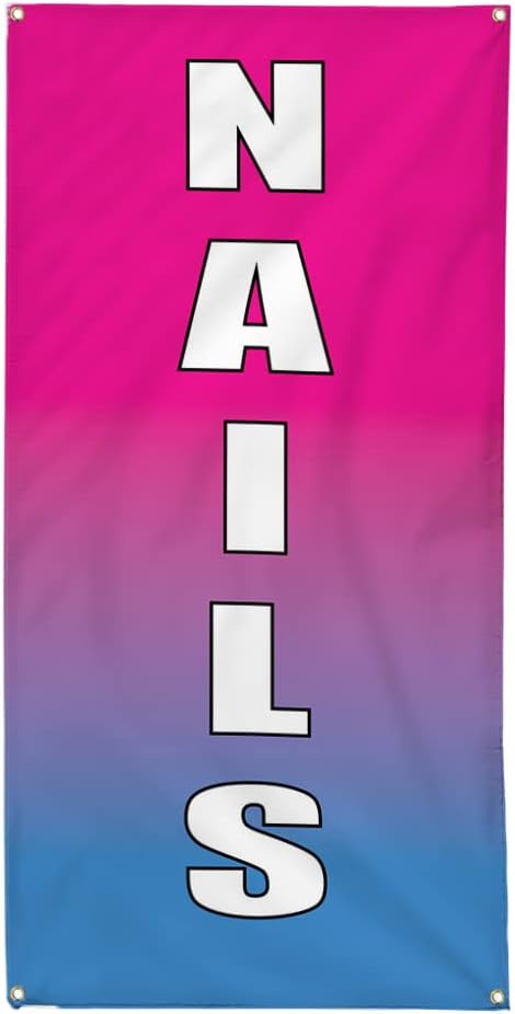 Vertical Vinyl Banner Multiple Sizes Nails Nail Salon Business Outdoor Weatherproof Industrial Yard Signs 4 Grommets 40x16Inches