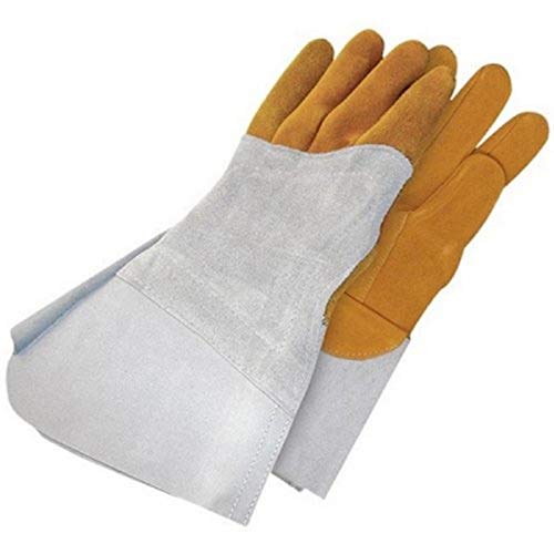 Bob Dale 64-1-1525-10 Premium Reverse Grain Deerskin Welder Glove with Left Hand Patch, Size 10, Grey/Tan