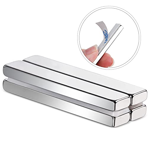 Image of MIKEDE Strong Neodymium Magnets Rectangular Magnetic Small Powerful Rare Earth Magnet for Crafts Refrigerator Office Classroom Kitchen 60x10x5 mm Silver 30 Pack