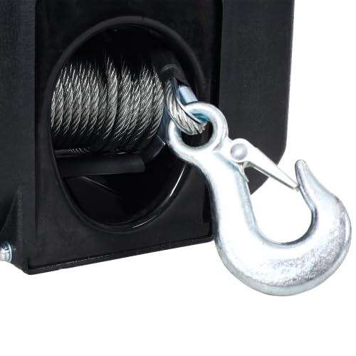 12v Trailer Winch,Reversible Electric Winch, for Boats up to 5000 lbs, Galvanized Wire Rope, Rapid Mount, Handheld Remote,Power in and Manual Out. Black