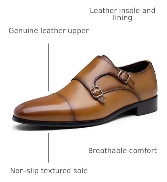 Image of Jousen Dress Shoes for Men Monk Strap Loafers for Men