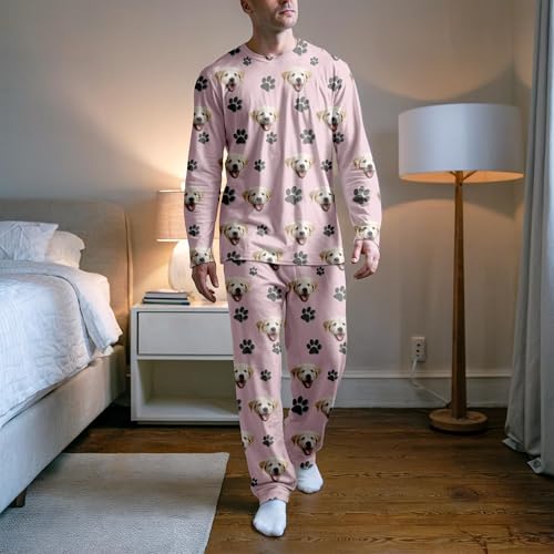 Custom Face Pajama Sets, Personalized Sleepwear with Photo Pet Dog, PJS Funny Gift Pajamas for Men Women2