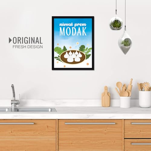 Image of Chaka Chaundh - Modak wall arts poster frame - Sweets Mithai shop and confectionery store wall art framed quotes decor item - Restaurant cafe food Deserts poster frame decoration items - 14 X 11 inches