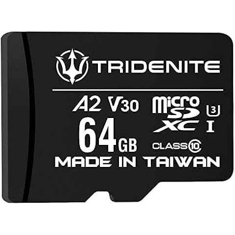 TRIDENITE 64GB Micro SD Card, MicroSDXC Memory for Nintendo-Switch, GoPro, Drone, Smartphone, Tablet, 4K Ultra HD, A2 UHS-I U3 V30 C10, Up to 100MB/s Read, with SD Adapter Cover