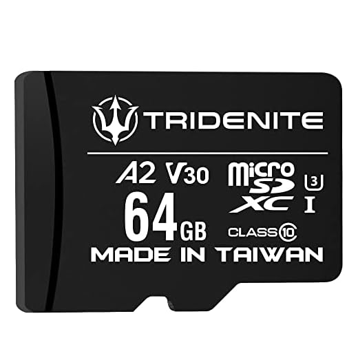 TRIDENITE 64GB Micro SD Card, MicroSDXC Memory for Nintendo-Switch, GoPro, Drone, Smartphone, Tablet, 4K Ultra HD, A2 UHS-I U3 V30 C10, Up to 100MB/s Read, with SD Adapter