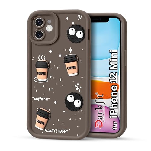 Image of DARKFIT Back Case Cover Compatible for iPhone 12 Mini | Cute Fun Cartoon 3D Ball | Coffee Silicone Case | Body Protection | Camera Protection | Shock Proof | Color Brown | Pack of 1