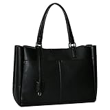 [ペレンネ] 20191 合成皮革 トートバッグ A4サイズ対応 サイドファスナー付き 3層構造 マグネット開閉 レディース (ブラック)