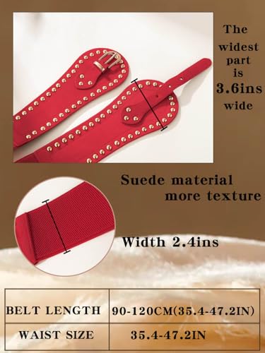 Red Wide Stretchy Belt Plus Size Suede Elastic Belt Waist Elastic Belt for Women4