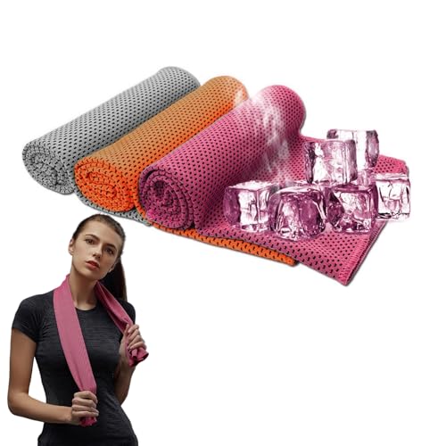 CYMYGS Cooling Towel, 3 Pack Soft Breathable Cool Towels for Neck, Quick-Drying Towels, Soft Rags Cooling Neck Wraps Sweat Towel for Sports, Yoga, Golf, Gym Camping, Fitness, Workout