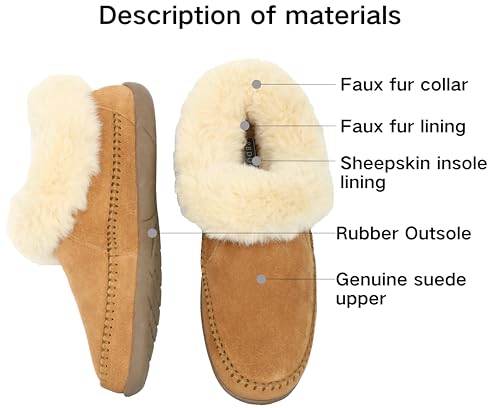 Women's fuzzy Slippers Suede leather Memory Foam House Shoes for women - bedroom Indoor and Outdoor Warm Loafer Slipper2