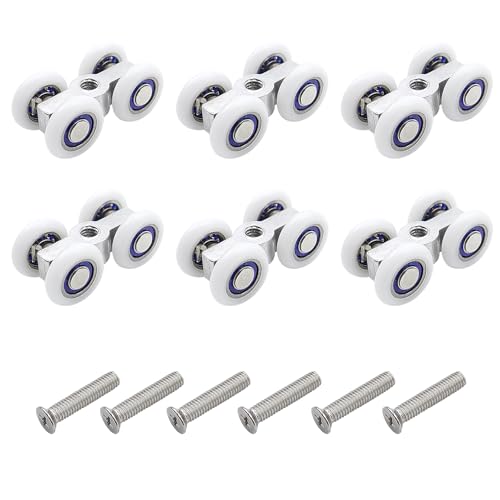 INNAL 6 Pezzi Rotelline Scorrevole Porta Con Viti Rulli Per Porte Finestre Scorrevoli Ruote Per Porte Scorrevoli Carrello Porta Scorrevole Facile Da Installare Per Accessori Doccia Cucine Balconi