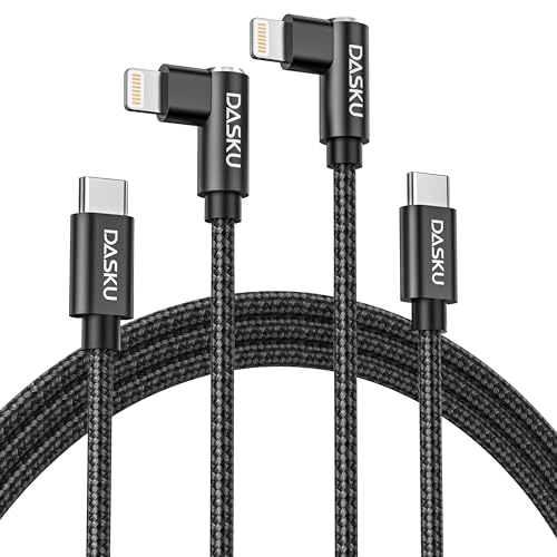 USB C to Lightning Cable for iPhone 2Pack 6FT Right Angle 90 Degree Charging Cable Long Nylon Braided USB C iPhone Charger Compatible with iPhone 14/13/Pro/ 12/Max/11/XS/XR/8/Plus