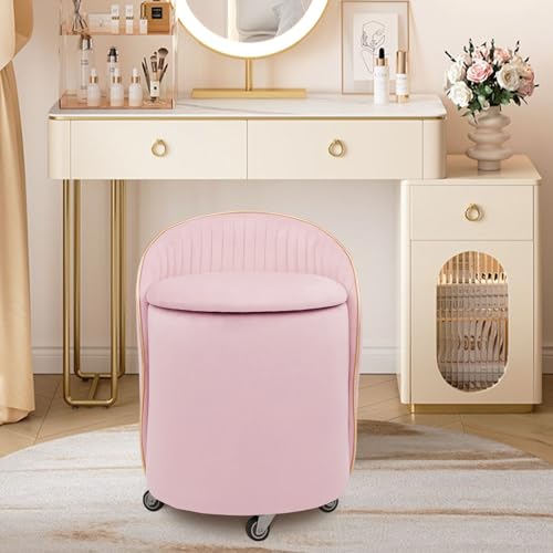 Tabouret de coiffeuse ergonomique avec support lombaire et coffre intégré