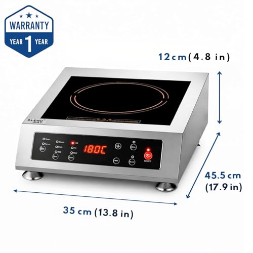 Image of 3500W Commercial Induction Cooktop | Heavy Duty Stainless Electric Stove | Fast Heating Hot Plate with LED Display | Auto Temperature Control for Restaurant & Cloud Kitchen