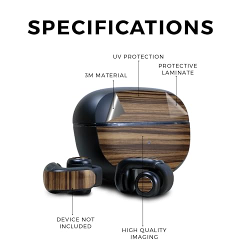 Image of Skin Compatible with Bose Ultra Open Earbuds - Dark Zebra Wood - Premium 3M Vinyl Protective Wrap Decal Cover - Easy to Apply | Crafted in The USA by MightySkins